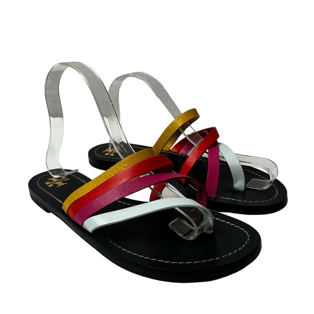 Tory Burch Shoes Patos Flat Sandals Multi Leather Size 8M.